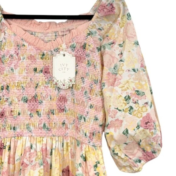 Ivy City Co Roselyn Dress Pastel Floral Pink Medium New - Picture 3 of 5